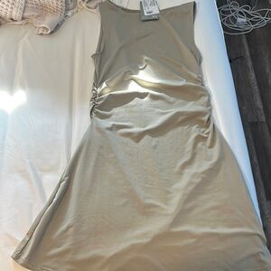 H&M Tan Ruched Mini Dress